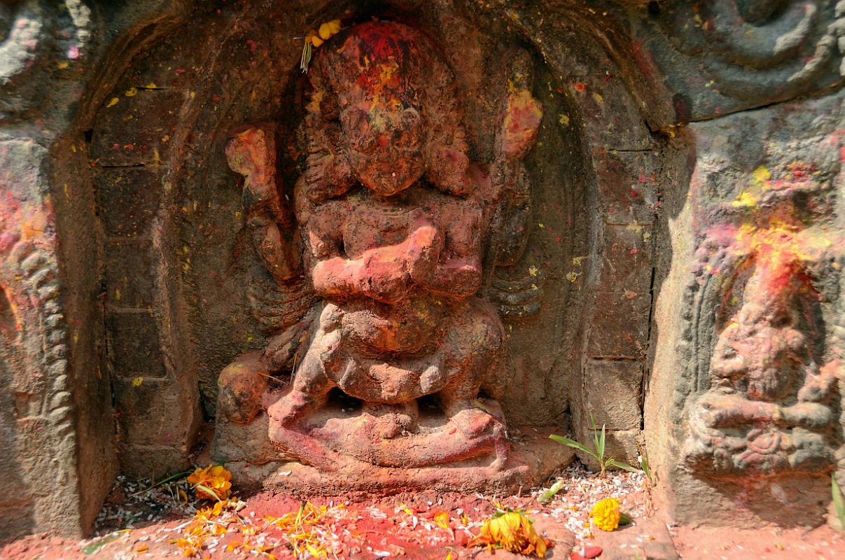 Kathmandu Changu Narayan 14 Bhairab At the far left side of Changu Narayan is a shrine to Bhairab, a fierce manifestation of Vishnu.